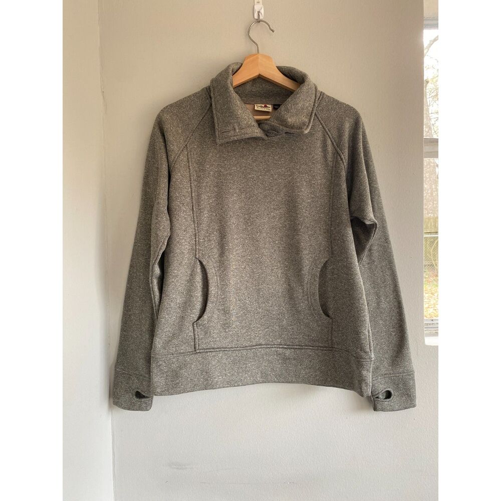 Kavu Thea Brushed Fleece Pullover Sweatshirt Sz Medium Grey Outdoors Thumbholes
